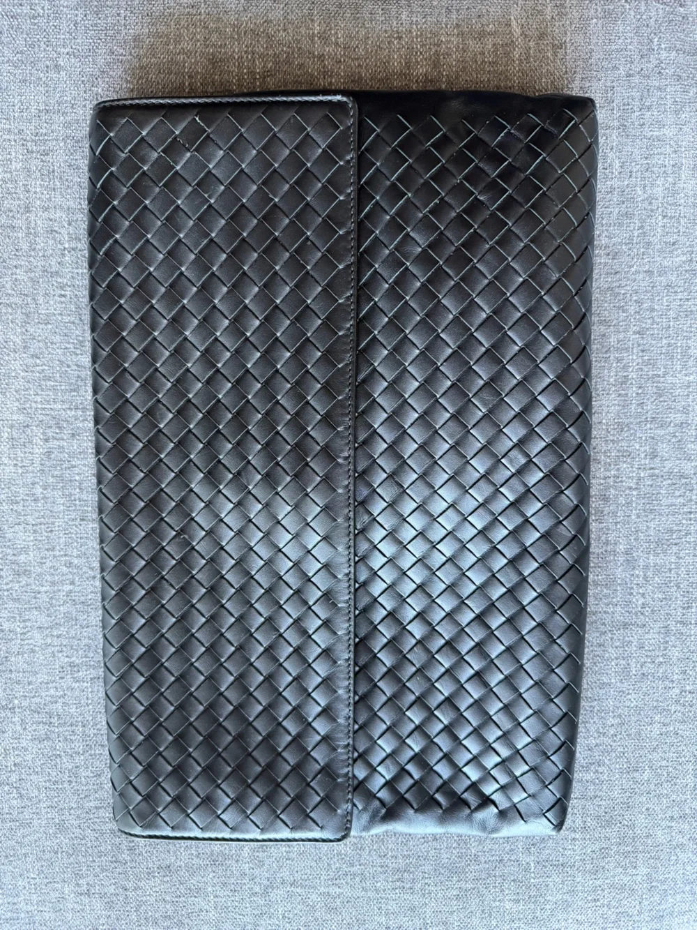 Bottega Veneta Black Intrecciato Leather Clutch Bag